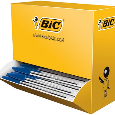 Kugelschreiber BIC Cristal Einweg blau Kappenmodell , dokumentenecht , 100 St./Pack