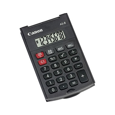 Taschenrechner Canon AS-8 8-stellig dunkelgrau LCD-Anzeige, Batterie im Lieferumfang enthalten