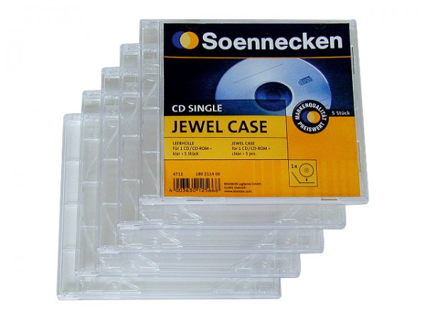 CD Jewel Case Kunststoff f. 1 CD/DVD transparent 5 St./ Pack