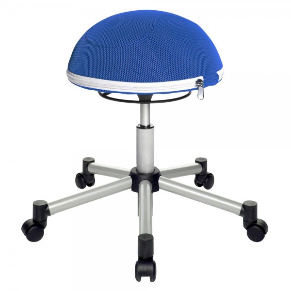 Sitzhocker TOPSTAR Sitness® Half Ball blau höhenverstellbar, drehbar, mit Rollen