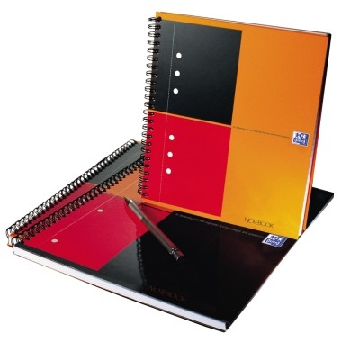 Collegeblock A4+ kariert 80 g/qm Oxford 80 Blatt, 4-fach Lochung,Einband grau/orange/rot