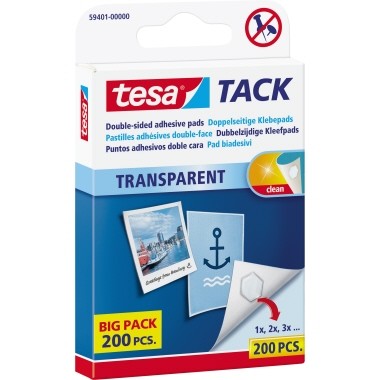 Klebepads Doppelseitig Tesa transparent 200 St./Pack / spurlos ablösbar