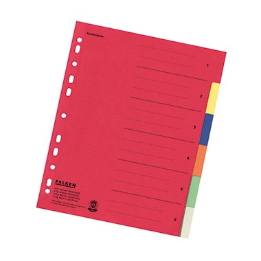 Register A4 blanko 6-teilig Karton farbig Überbreite