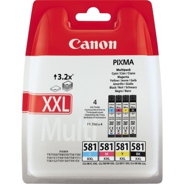 Canon Tintenpatrone CLI581XXLMP 4 St./Pack Farbe: schwarz, cyan, magenta, gelb