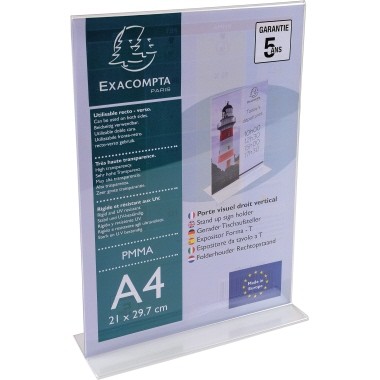 Tischaufsteller A4 Office T-Form Acryl kristall Maße: 21 x 30,2 x 6 cm (B x H x T) mit Standfuß