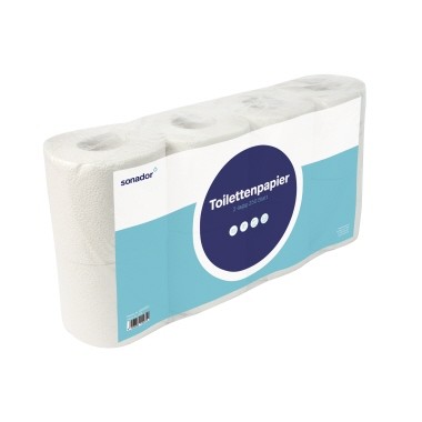 Toilettenpapier 2-lagig sonador weiß Deinktes Papier, 250 Bl./Rl., 8 Rl./Pack