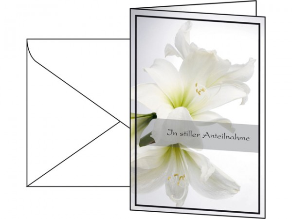 Faltkarten Trauerkarte Amaryllis 115x170mm farbig inkl. 10 weiße Briefumschläge , 10 St./Pack
