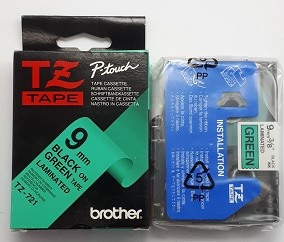 P-Touch Kassette TZ-721 9mm schwarz/grün 8m, F.300/320/340