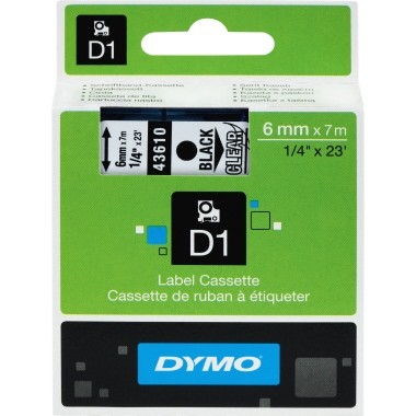 Bänder Dymo 43613 D1 6mmx7m schwarz/weiss LabelManager™100+, -160, -150, -200