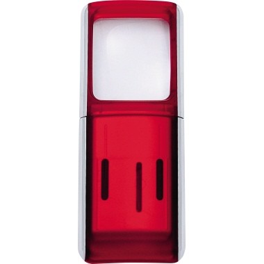 Lupe eckig mit LED-Beleuchtung rot 3,5x3,8cm Kunststofflinse vergrößert 3-fach
