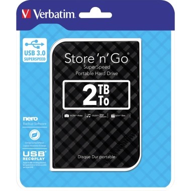 Festplatte extern Verbatim Store &#039;n&#039; Go USB 3.0 Speicherkapazität: 2 Tbyte, schwarz