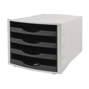 Schubladenboxen 4 Fächer offen schwarz Maße: 29,4 x 23,5 x 36,8 cm (B x H x T)