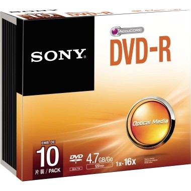 DVD-R Sony Slimcase 4,7 Gbyte 120 min 16x 10 St./Pack