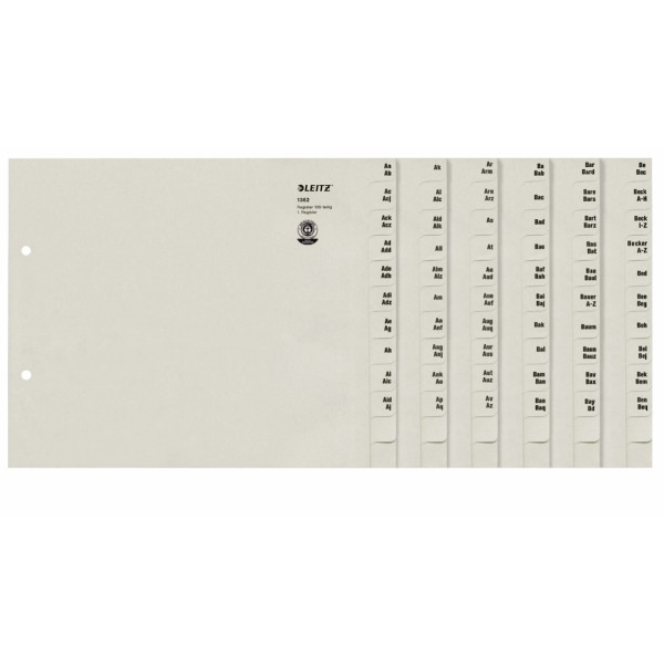Register A4 2/3 A-Z Papier f. 100 Ordner grau 24 x 20 cm (BxH) ,100 g/m² ,