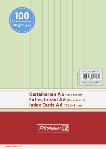 Karteikarten A6 liniert grün 100 St./Pack Exacompta