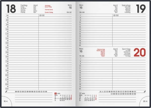 Buchkalender A5 1 Seite=1 Tag 2023 schwarz gepolstert