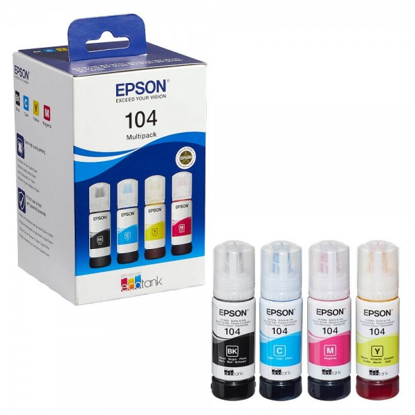 Epson Tintenpatrone 104/T00P64 Multipack Schwarz , Cyan, Magenta , Gelb , 4 St./Pack