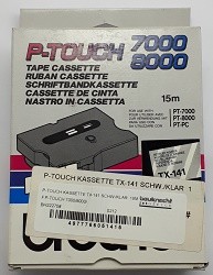 P-Touch Kassette TX-141 18mm schwarz/transparent für P-TOUCH 7000/8000/