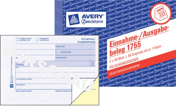 Zweckform Einnahme-/Ausgabebeleg A6 SD 2 x 40 Blatt