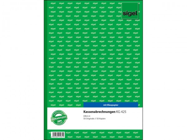 SIGEL KASSENABRECHNUNG A4 2X50 BLATT