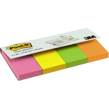 Haftstreifen 20x38mm Page Marker farbig sortiert 50 Bl./Block, 4 St./Pack, Post-it®