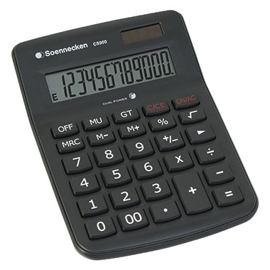 Tischrechner Soennecken CS900 12-stellig Maße: 143 x 46 x 206 mm (B x H x T),schwarz