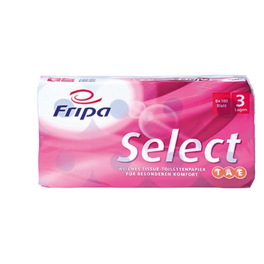 Toilettenpapier 3-lagig Fripa Select hochweiß 180 Bl./Rl., 8 Rl./Pack